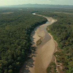 realistic full height cinematic rothko picture stunning dry river delta aerial view of dense swampland by denis villeneuve and hiroshi yoshida, fluid simulation in houdini, distant mountain range, hyperrealism, moorland, matte painting, trending on artstation, 8 k very hight detail, rendered in octane