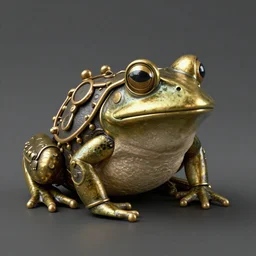 brass steampunk bullfrog. highly detailed. octane render.