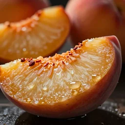 painted still image macro peach slices