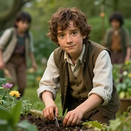 a full character portrait of bilbo baggins tending to his garden, by ross tran, akiko yoshida, hyper detailed, digital art, trending in artstation, cinematic lighting, studio quality, smooth render, unreal engine 5 rendered, octane rendered