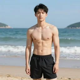 male influencer at the beach posing