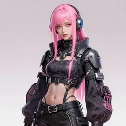 pink cyberunk grl, pink hair, wearing cyberpunk intricate streetwear, beautiful, detailed portrait, intricate complexity, ilya kuvshinov, cell shaded, 4 k, concept art, by wlop, ilya kuvshinov, greg rutkowski