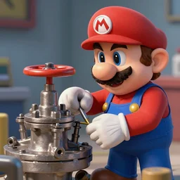 mario repairs valves. sharp focus, smooth, extremely detailed, cinematic, illustration, digital painting, concept art