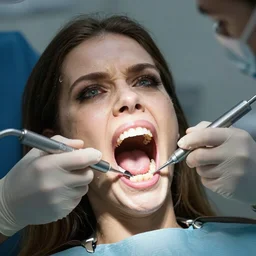 scary dentist drilling into a tooth