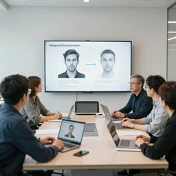 product design and development vr meeting, expert photography, defined faces