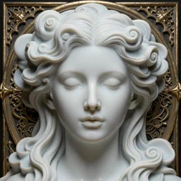detailed realistic face portrait octane render, artwork by james jean, chiara bautista, smooth polished matte porcelain, beautiful queen of futility, jean delville, art nouveau, james jean spiraling clouds, ornate metal gothic icon heavy patina, joy, delicate, enchanting, otherworldly, whimsical, ethereal, mythology, magical, surreality