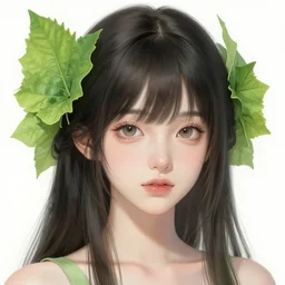 character concept art of an anime leaf goddess | | cute - fine - face, pretty face, realistic shaded perfect face, fine details by artgerm, wlop, rossdraws, james jean, andrei riabovitchev, bangkuart, and sakimichan, seoul, south korea, trending on artstation