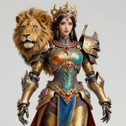 legally kind colorful female sacred mech paladin lion dancer pacific rim studio portrait of absurdly beautiful, elegant, young sexy elegant woman, super fine surreal detailed face illustration by kim jung gi, iraq nadar, intricate lines, sharp focus, vibrant colors, matte, octopath traveler, final fantasy, unreal engine highly rendered, global illumination, radiant light, intricate environments