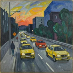 rush hour, in style of Kandinsky,