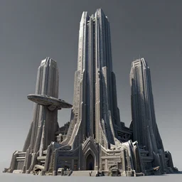 3 d sculpt of a detailed brutalist cyberpunk scifi tower futurist angular art deco cathedral architecture evil gothic tron, warhmmer 4 0 k spaceship inspired by the matrix, lotr, star wars, ilm, beeple, star citizen halo, mass effect, starship troopers, elysium, the expanse, high tech industrial, artstation unreal