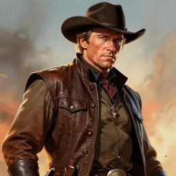 clint eastwood western hero, illustration, epic, fantasy, intricate, hyper detailed, artstation, concept art, smooth, sharp focus, ray tracing, vibrant, photorealistic, makovsky, nikolay
