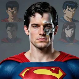 Christopher reeve!!! removed skin side is visible metal skull, superman costume, realistic shaded perfect face, fine details. not anime. Realistic shaded lighting poster by Ilya Kuvshinov katsuhiro, magali villeneuve, artgerm, Jeremy Lipkin and Michael Garmash, Rob Rey and Kentarõ Miura style, trending on art station