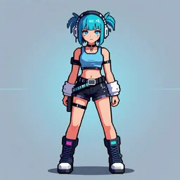pixelart anime cyberpunk girl