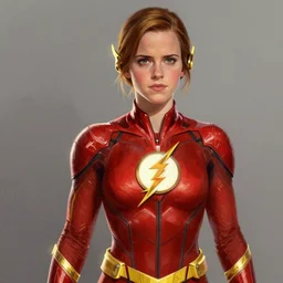 Emma Watson as The Flash, digital painting, digital art by brian bolland by alex ross