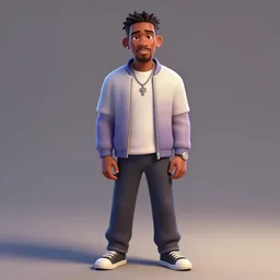 full body character of kendrick lamar, trending on artstation, digital painting, pixar, kwas, 8 k, hd, dof, volumetric lighting, subsurface scattering, octane render,
