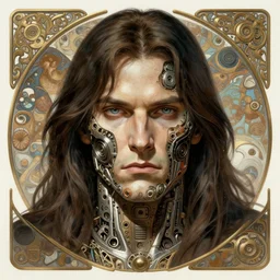 symmetry!! conan the barbarian, machine parts embedded into face, intricate, elegant, highly detailed, digital painting, artstation, concept art, smooth, sharp focus, illustration, art by artgerm and greg rutkowski and alphonse mucha, 8 k