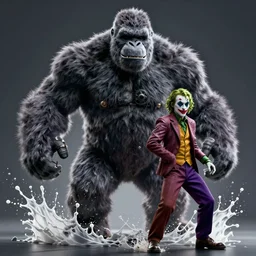 king kong the joker in gears of war, splash art, splash art, movie still, cinematic lighting, ray tracing, octane render, long lens, shallow depth of field, bokeh, anamorphic lens flare, 8 k, hyper detailed, 3 5 mm film grain