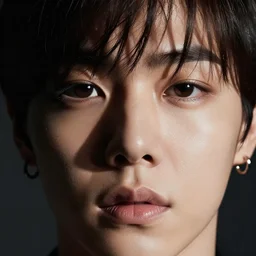 jimin closeup, high detail, photography by annie leibovitz. distinct features. album cover art