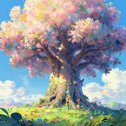 a vibrant emotional digital 3 d cg of giant biomechanical tree, studio ghibli, pixar and disney animation, sharp, disney concept art maximalist splatter paint illustration by shinji kimura and alphonse mucha and alena aenami, iridescent pastel color palette, bloom!!, dramatic lighting