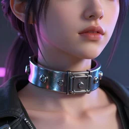 detailed realistic female character cyberpunk wearing thick steel collar around neck, realistic, art, beautiful, 4K, collar, choker, collar around neck, punk, artstation, detailed, female, woman, choker, cyberpunk, neon, punk, collar, choker, collar around neck, thick collar, tight around neck, punk, eyes, eyes, eyes,