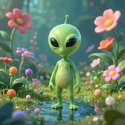 alien flowers on a groovy biome warner bros, smooth, cinematic, wet reflections, ray tracing x, rtx, smooth