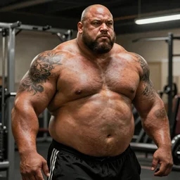 fat Joe with the physique of a body builder, realistic, detailed, cinematic, dynamic lighting, photorealistic, refined, intricate, digital art, digital painting, masterpiece, gym background,