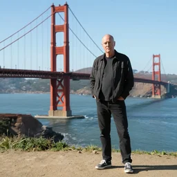 dave matthews on the golden gate bridge, 8 k, photorealistic