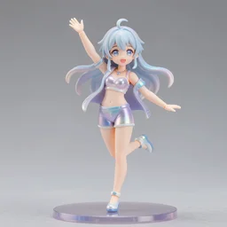 James Jean cheerful tomboy vinyl figure, figure photography, delicate dynamic pose, holographic undertones, glitter accents on figure, anime stylized, accurate proportions, high detail, ethereal lighting - H 640