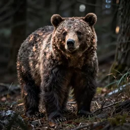 creepy bear, flash photography