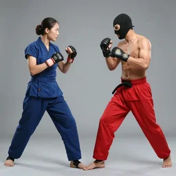 kung fu hustle, two fighters, yuen qiu as the landlady, vs the mask, jim carry