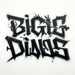 a dragon formed by highly stylized letters, font design, wildstyle graffiti, black font on a white wall, beautiful render, stunning, 8 k, basquiat, complex pattern, sharp design, wow, cant believe it is real, street photo