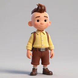 tin tin by herge, depicted as a pixar character, high quality cg render, 4 k