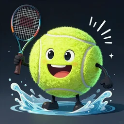 a tennis ball monster ,tennis ball,water, chalk, digital art, fantasy, magic, trending on artstation, ultra detailed, professional illustration by Basil Gogos
