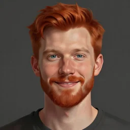 portrait of a super friendly man by greg rutkowski, he is about 3 0 years old, english, short red hair, blue eyes, short red beard, highly detailed portrait, digital painting, artstation, concept art, smooth, sharp foccus ilustration, artstation hq