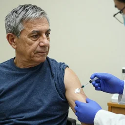 A photo of Anthony Fauci injecting heroin into his right arm