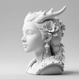 a black and white 3D render of a beautiful profile face portrait of a female dragon-cyborg, 150 mm, flowers, Mandelbrot fractal, anatomical, flesh, facial muscles, wires, microchip, veins, arteries, full frame, microscopic, elegant, highly detailed, flesh ornate, elegant, high fashion, rim light, octane render in the style of H.R. Giger and Man Ray