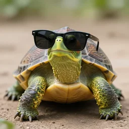 a turtle wearing sunglasses, looking cool