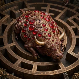a creature of the night, ruby, flubber, wagyu, insanely detailed and intricate, elegant, ornate, hyper realistic, trapped in a labyrinth