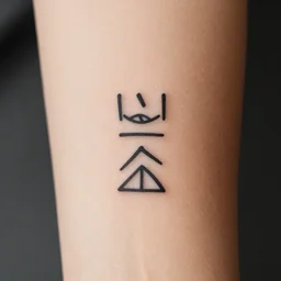 small vector tattoo design. minimal, ancient. cuneiform peace energy hymn
