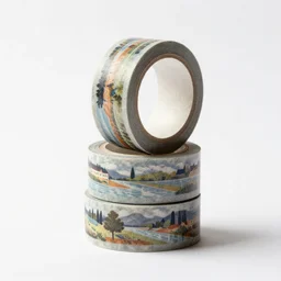 art deco washi tape collection, commercial catalog photo, isolated on a pure white background, centered, entire object in frame, sharp focus, soft studio lighting