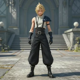 toph beifong in final fantasy vii remake, character render, full body shot, highly detailed, in game render