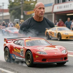 a still of dwayne johnson in the movie hotwheels acceleracers