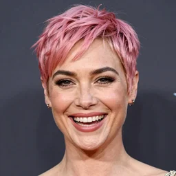portrait of a gorgeous laughing Gal Gadot pink pixie cut hair by Mario Testino,  headshot, detailed, award winning, Sony a7R