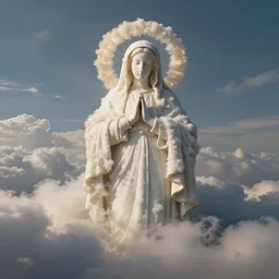 puffy clouds in shape of virgin mary