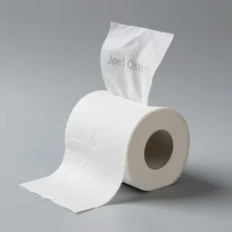 Toilet paper coming out of a book with Joel Osteen on the cover