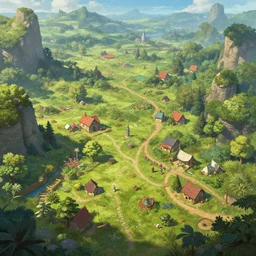 A highly detailed 4K fantasy matte painting of a small but beautiful, idyllic and fruitful land, beloved by its inhabitants, Craig Mullins, ArtStation, CGSociety, Unreal Engine
