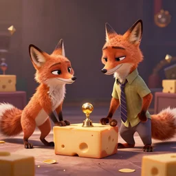 foxes judging a cheese competition, furry, cute, disney zootopia, zootopia, concept art, artstation, detailed, award winning, dramatic lighting