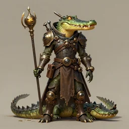 the steampunk augmented crocodile mage. stylized matte symmetrical fantasy portrait art by michael whelan. trending