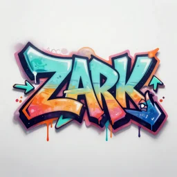 ' zark '!!!!!!!!!!! 3 dstyle graffiti, by daim!!! and peeta!!!, three - dimensional, depth, shadows, arrows, paint drips, curves, flourishes, extreme wide angle, volumetric lighting, gradients, full mural, octane render, unreal engine, 4 k, highly detailed