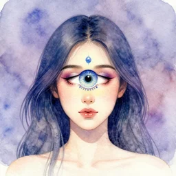 Watercolor hallucination of her third eye